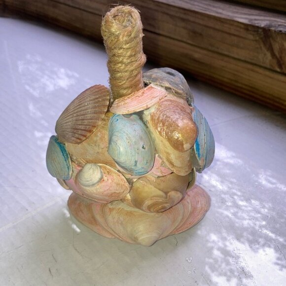 Handcrafted Shell Decor in Natural Tones Fall Harvest Pumpkin 5 x 5 inches - Picture 4 of 7